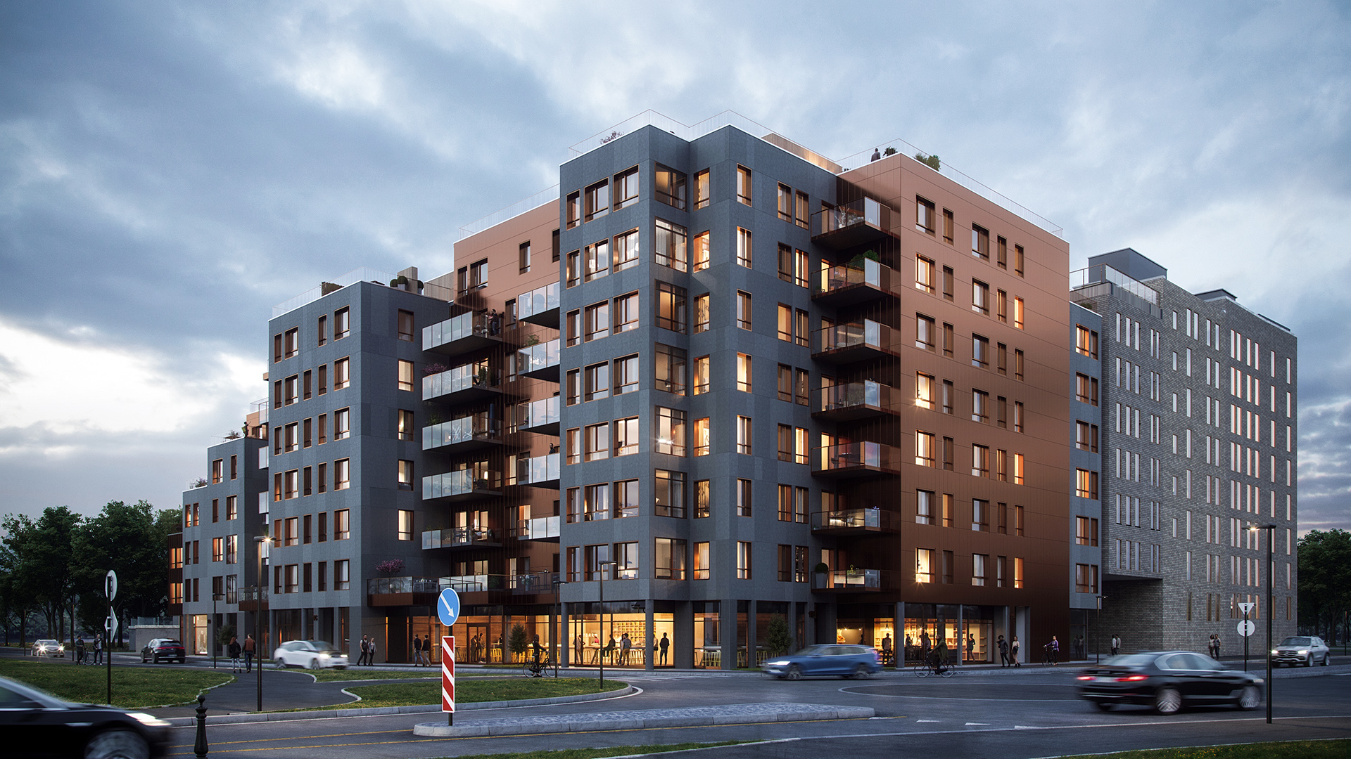 Sentergården i Lørenskog fra bakkeplan_Illustrasjon