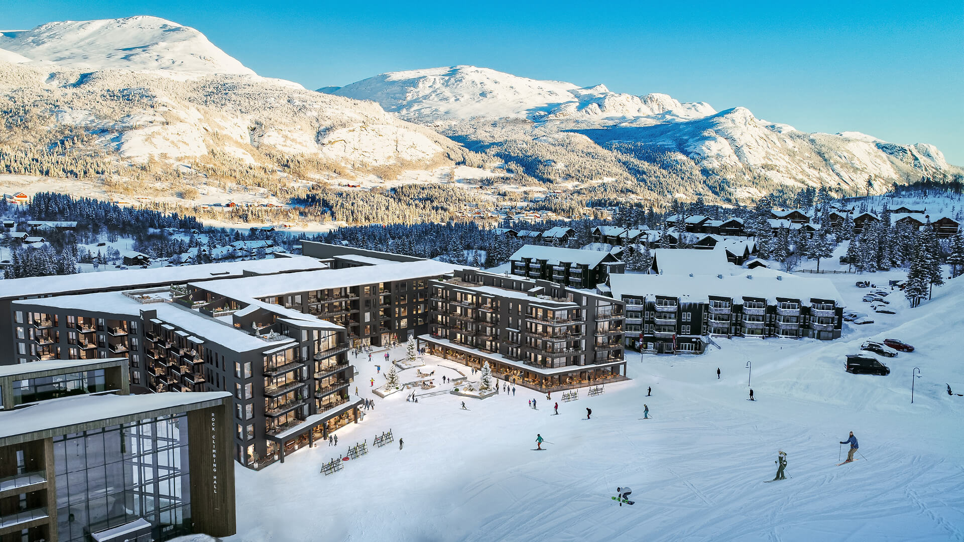 Illustrasjon av Fjellandsbyen Hemsedal